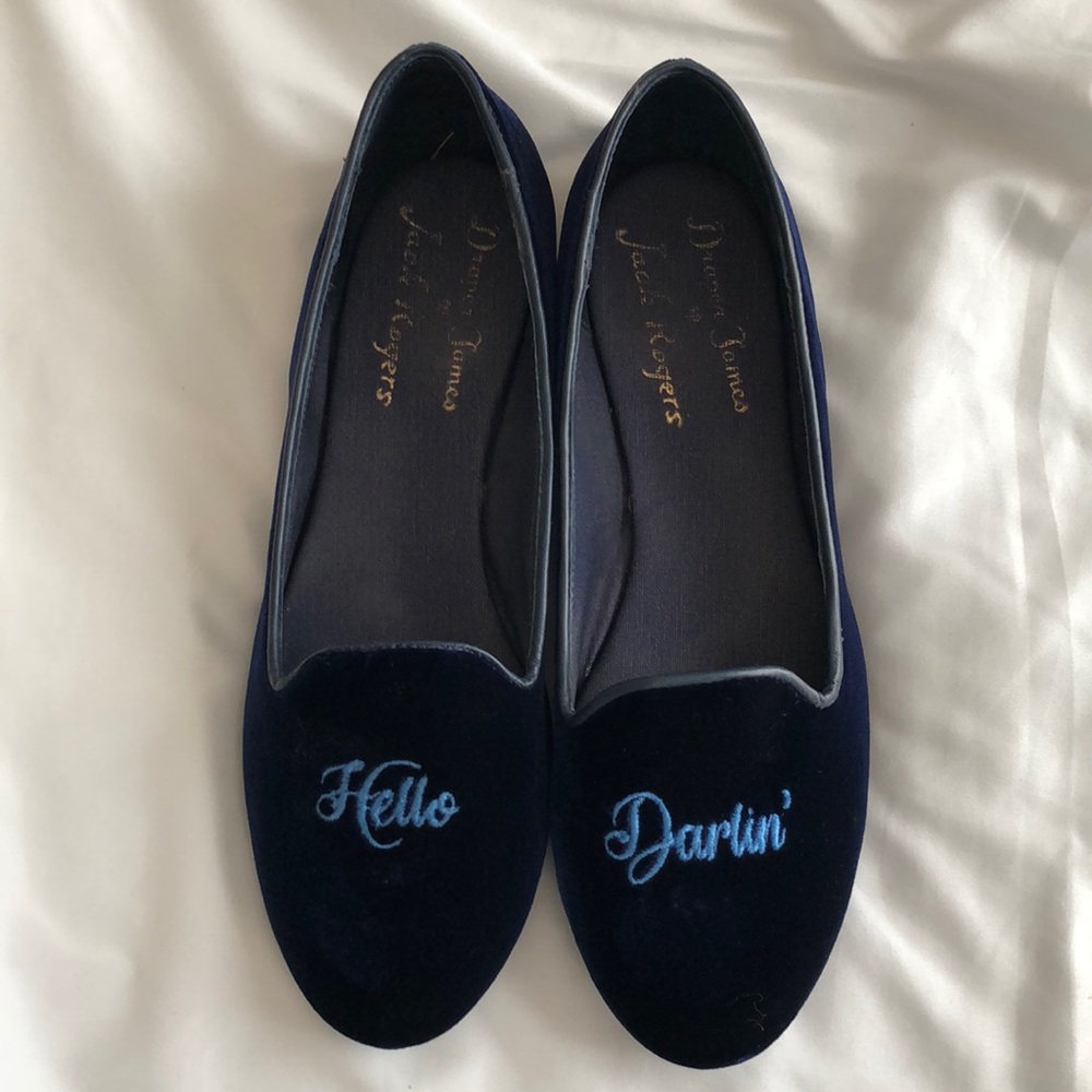Draper James Navy Blue Velvet Loafers